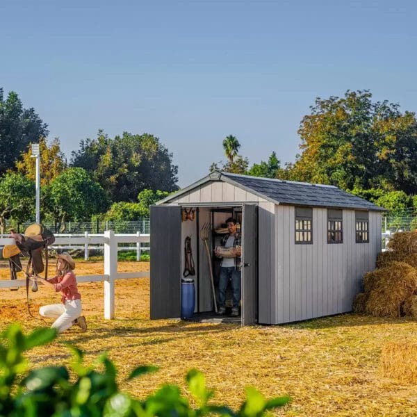 Keter 7.5′ x 15′ Oakland Heavy Duty Plastic Shed – Grey-oakleysgardenmachine- Free shipping