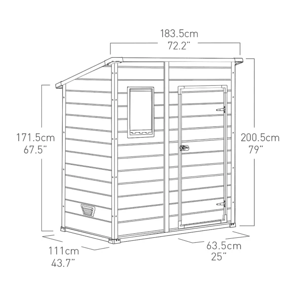 Klikstrom Senner 6x4 ft Pent Grey Shed with floor & 1 window