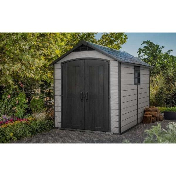 Keter 7.5’x11′ Premier Heavy Duty Plastic Shed – Grey-oakleysgardenmachine- Free shipping